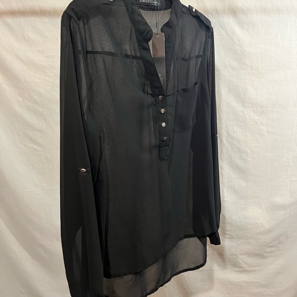 NWT black sheer blouse, XL - Picture 3 of 5